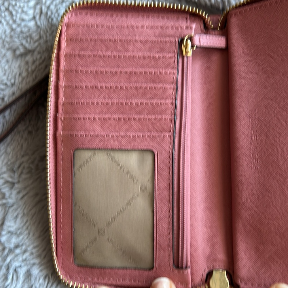 Michael Kors Pink Saffiano Zip-Around Wristlet Wallet - Picture 8 of 11